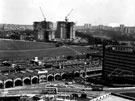 View: u01743 View South West from City Centre, Sheffield Midland railway station, Sheaf Square and Sheaf House, foreground, construction of Claywood Flats in the background