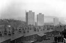 Netherthorpe Housing Redevelopment, Netherthorpe Flats with terraced housing including the rear of Bromley Street and the privies on Mushroom Lane (foreground) due for demolition Netherthorpe Housing Redevelopment, Netherthorpe Flats with terraced housing including the rear of Bromley Street and the privies on Mushroom Lane (foreground) due for demolition
