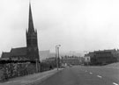 Ellesmere Road looking towards Sutherland Road with All Saints Church on the left and Church of Latter Day Saints on the right after the junction with Grimesthorrpe Road