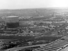 Looking over Don Valley towards Pitsmoor and Burngreave, visible are, All Saints Church, Sutherland Road (left of centre below the horizon), Neepsend Gas Works and Thos. W. Ward's, Albion Works (centre)