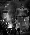 Teeming a heavy steel casting, British Steel Corporation