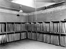 Old Central Building, Surrey Street. Newsroom showing the small bound newspaper file room on the first gallery