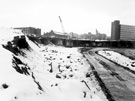 View in snow towards Sheffield Canal basin