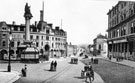 Moorhead and Crimean Monument, looking towards South Street, Moor. T. and J. Roberts, (later became Roberts Brothers), Drapers, right. Moorhead Brewery and Grapes Hotel, Thomas Berry and Co. Ltd., left Moorhead and Crimean Monument, looking towards South Street, Moor. T. and J. Roberts, (later became Roberts Brothers), Drapers, right. Moorhead Brewery and Grapes Hotel, Thomas Berry and Co. Ltd., left