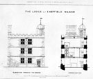 The Turret Lodge at Sheffield Manor. Elevation towards the Manor and cross section The Turret Lodge at Sheffield Manor. Elevation towards the Manor and cross section