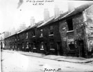 Back to back housing, Nos 51-73, Jessop Street from junction with Eyre Lane (Court No 3 at rear of these properties). No 73, former property of Herbert Boulding, Shopkeeper, in foreground