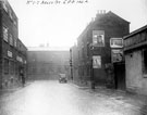 Nos. 3 - 7 Arley Street, right, looking towards Hermitage Street and St. Mary's School, junction with George Lane, foreground. No. 65 Hermitage Street, Cooper and Sons (Sheffield) Ltd., saw manufacturers, left. 1935-1940