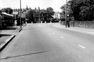 Burngreave Road looking towards the junction with Pitsmoor Road and Barnsley Road with the old toll bar house visible after the garage, Kingdom Hall (centre), Tower Ballroom (white building) and Abbeyfield Park on the right