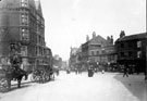 High Street, premises on right, include No. 4 J. Preston, chemist, No. 6 W. Lewis, tobacconist, No. 8 White Bear public house, Nos. 10-14 William Foster and Son Ltd., tailors. Premises on left include No. 1 Pawson and Brailsford, Parade Chambers