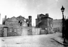 Stanley Street from Spital Fields, showing old works formerly known as Nursery Steam Grinding Wheel also known as Shiloh Works. Johnson Street in background