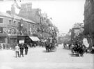 Fargate from Town Hall Square. Premises on left include the Green Dragon Hotel Fargate from Town Hall Square. Premises on left include the Green Dragon Hotel