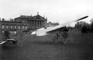 Bleriot aircraft in front of Wentworth Woodhouse, Wentworth, seat of Earl Fitzwilliam, the Chairman of Sheffield Simplex, makers of cars and ABC aero engines