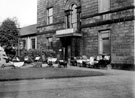 Exterior of Hillsborough Library, Middlewood Road, Hillsborough Park, showing prams outside the entrance. Formerly Hillsborough Hall and built in the 18th century.