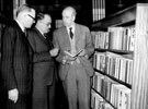 Opening of Manor Branch Library, Ridgeway Road. Opened 17th March 1953. Joseph Percy Lamb, librarian, centre