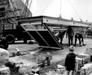 Lowering the side panels during the construction of Handsworth Library, Hendon Street, at junction of Hall Road