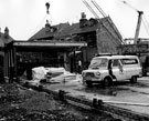 Lowering the second section during the construction of Handsworth Library, Hendon Street, at junction of Hall Road