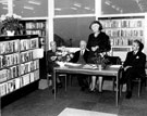 Opening of Hackenthorpe Library on the 31st October 1972 by Councillor Enid Hattersley, Chairman of the Library and Arts Committee. John Bebbington, City Librarian, left