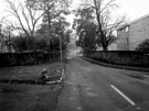 School Lane, Norton, from Norton Lane. Grounds of Oakes Park, left