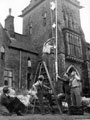 Pupils outside the Ranmoor United Theological College, Fulwood Road