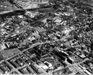 Top left Pye Bank area, bottom left St Philip's churchyard, central area with smaller chimney Kelham Island