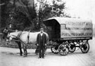 George Bassett and Co., manufacturing confectioners, horse drawn delivery van with van driver Bill Jones George Bassett and Co., manufacturing confectioners, horse drawn delivery van with van driver Bill Jones