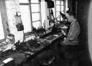 Stan Shaw with the Hallamshire Exhibition Knife nearing completion, Stanley Shaw, cutler, No. 48 Garden Street Stan Shaw with the Hallamshire Exhibition Knife nearing completion, Stanley Shaw, cutler, No. 48 Garden Street