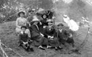 Wild family in High Hazels park with Army Volunteers from Edmund Road Drill Hall in the background during World War 1