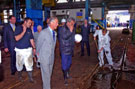 Prince Charles visiting Sheffield Forgemasters after flooding caused by heavy rainfall 	