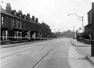 View: u04498 Staniforth Road from the junction with Swarcliffe Road (right) looking towards Attercliffe Junction Railway Bridge, showing Nos. 240-228; Ouse Road; Nos. 226-220 (left) and Nos. 273 and271 (right)