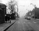Penistone Road showing The Lodge at the entrance to Hillsborough Park and the junction with Parkside Road (left)