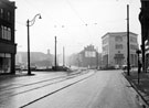Moor Foot roundabout looking towards London Road Barclays Bank and Cemetery Road (right) with The Locarno in the background