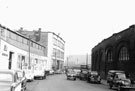 Shoreham Street looking towards Sheffield Midland railway station and Park Hill Flats showing  Leadmill Road Transport Depot (right) and Kennings Ltd. (left)