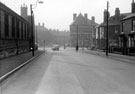 View: u04570 Shoreham Street looking towards the junctions with Queens Road, Myrtle Road and Harrington Road/ Bramall Lane (right) with St. Wilfrid's R.C. Church (left) and Earl of Arundel and Surrey public house (right)