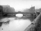 Neepsend Bridge, Rutland Road over the River Don looking upstream with Samuel Osborne and Co., Rutland Works (left) and Neepsend Lane (right)