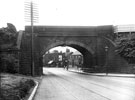 Halifax Road Railway Bridge looking towards New Inn, No. 4 Penistone Road North, Wadsley Bridge