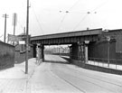 Brightside Railway Viaduct, Brightside Lane with the entrance to L.M.S Railway, Brightside Wharf, Goods and Coal Depot (left)