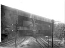 Nunnery Main Line Junction, Bernard Road railway bridge showing line to Nunnery Sidings (left); Midland Line to Sheffield Midland railway station (right); Bernard Road (top) and line to City Goods Station