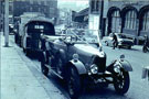Double Diamond promotional vintage car and Howard Works, Broad Street looking towards Duke Street and Sheffield Market Area