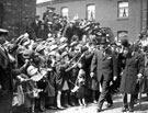 Visit of Edward, Prince of Wales to the Vickers Ltd River Don Works, Brightside Lane. 19,000 schoolchildren lined the route along the way