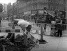 Pavement works at the top of Fargate, looking towards Pinstone Street