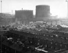 Elevated view of Neepsend Gas Works, with Sanbed Road School (centre), Toledo Steel Works (centre/right) and terraced houding on Woodgrove Lane, Fawley Road and Hicks Road in the foreground