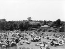 Children's Playground, Rivelin Park, created for the Festival of Britain Scheme 1951, adjacent to the Paddling Pools  with the Allotments in the background