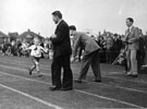 Winning the Race, S.T.D. Sports Club Gala,  Sheffield Transport Department Sports Ground, Greenhill Main Road with Mr. J. Uttley extreme right