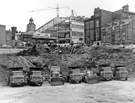 Construction work in Hartshead with the clock tower of Kemsley House in the background