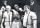 British Light Middleweight Championship Victory for Herol Bomber Graham over former champion Welshman Pat Thomas with trainer Brendan Ingle left