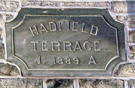 Plaque for Hadfield Terrace Nos. 66-80, Blakeney Road built 1889 Plaque for Hadfield Terrace Nos. 66-80, Blakeney Road built 1889