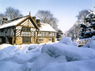 Snow covered Bishops House Museum, Meersbrook Park off Norton Lees Lane