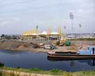 British Waterways Maintenance Boats (one named Swinton) assisting in landscaping work, Sheffield and SYK Navigation with Don Valley Stadium in the background British Waterways Maintenance Boats (one named Swinton) assisting in landscaping work, Sheffield and SYK Navigation with Don Valley Stadium in the background