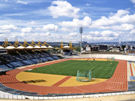 Don Valley Stadium newly completed for the World Student Games looking towards Hyde Park Flats in the distance