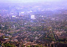 Aerial View of Broomhill and Broomhall area from a Hot Air Balloon. Hallamshire Hospital in the distance 	